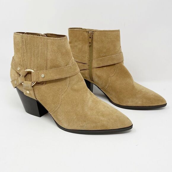 Bella Vita Suede Beige Western Booties 9 Wide - Picture 1 of 12